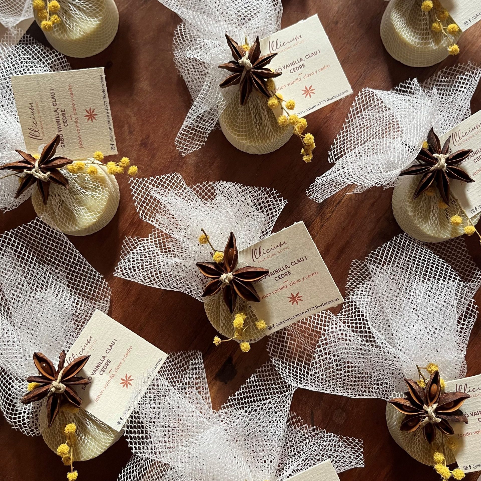 Wedding details for guests wrapped in tull