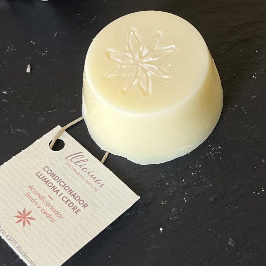 White conditioner bar with lemon and cedar tree